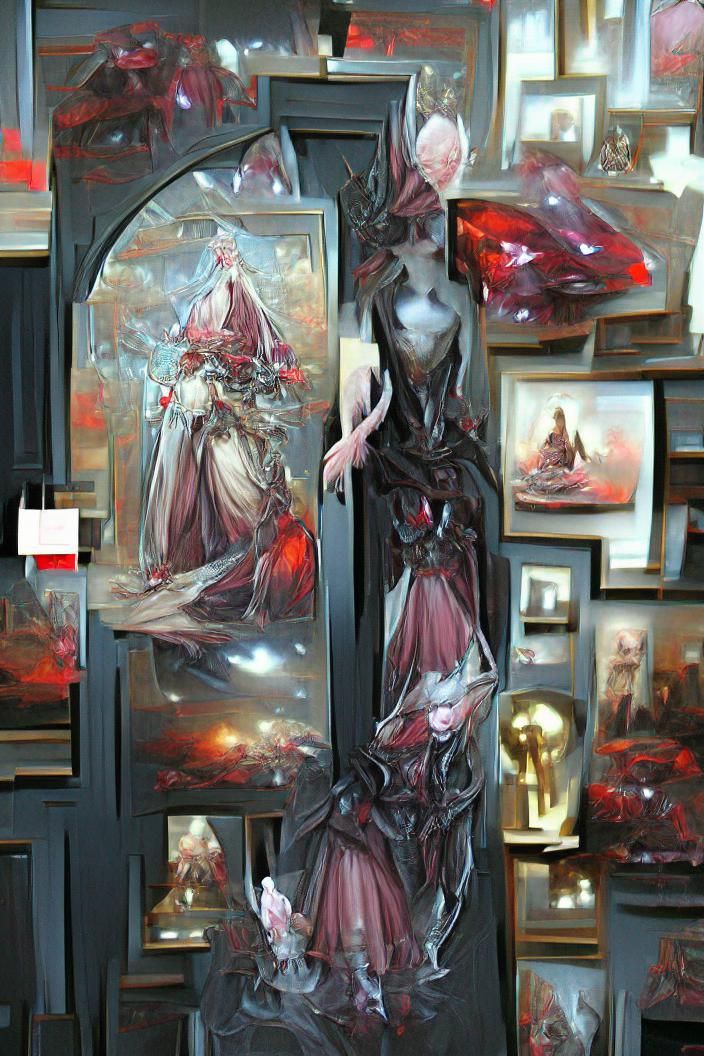 Oracle Priestess with Black Doors: Digital Concept Art