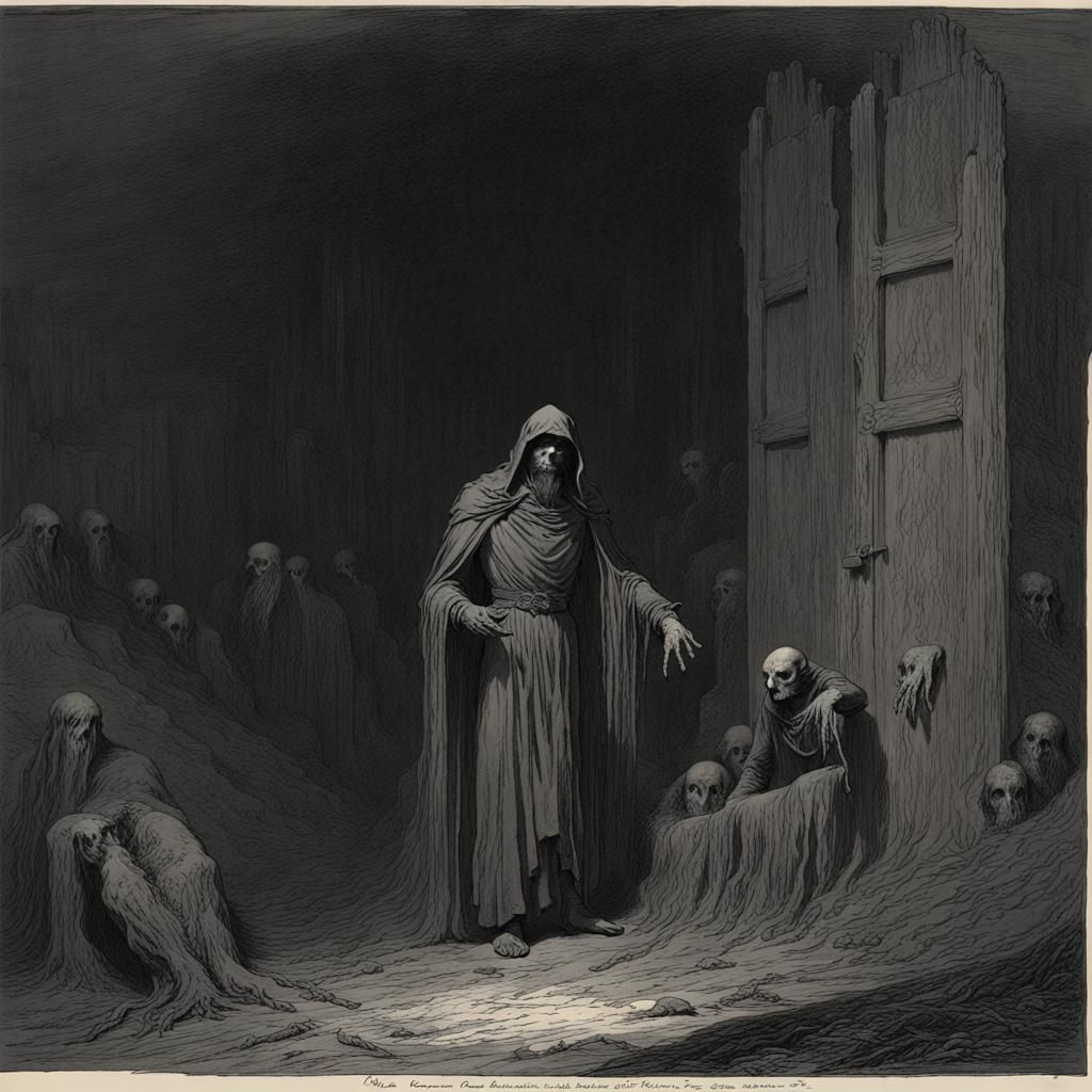 Grimdark Scene in Gustave Doré Style