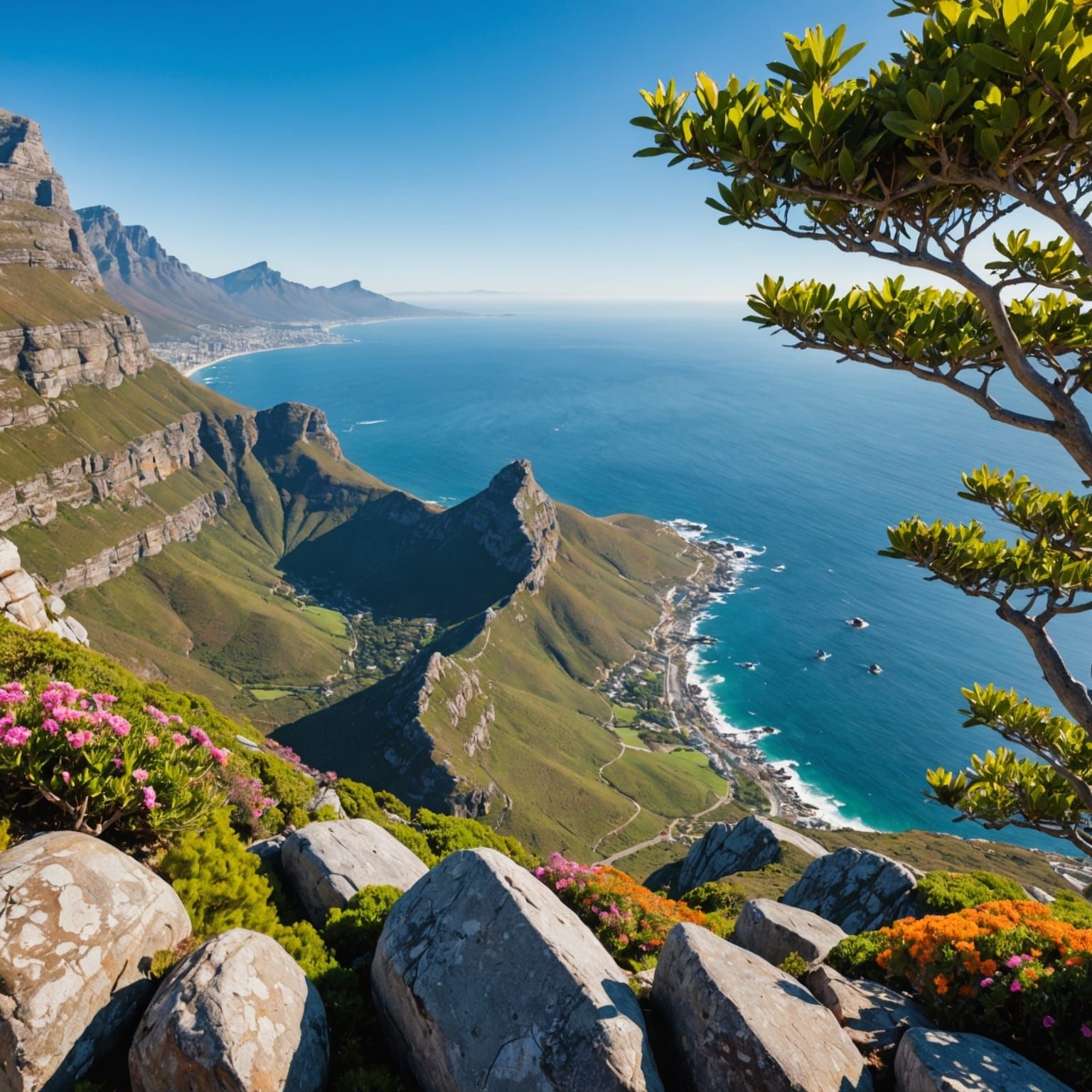 Table Mountain Sea Cliff Landscape in Vibrant Colors