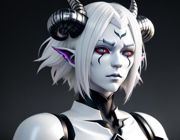Anime Style Wight Demon with Platinum Hair