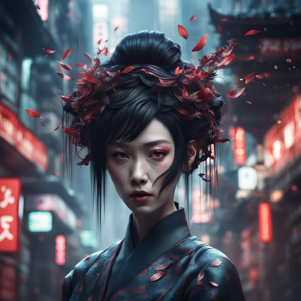 Geisha Cyborg in Ghost in the Shell Style