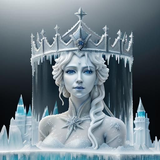 Icy Sculpture of Young Queen Antarctica in 8K 3D