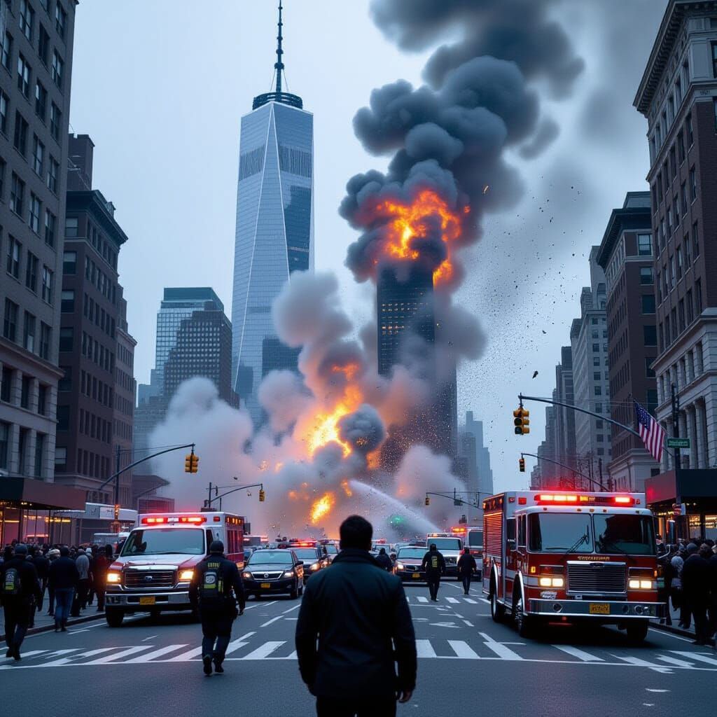 Terror and Chaos: Twin Towers Attack Scene
