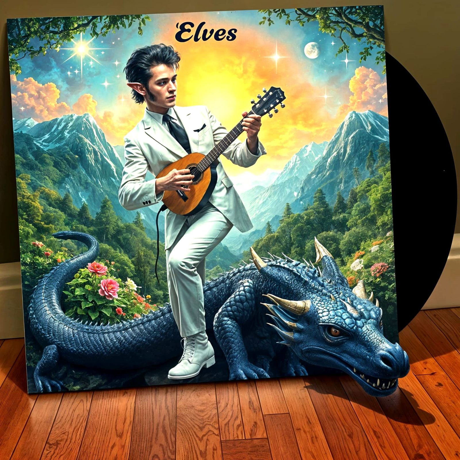 Elves Album Art with 3D Dragon Optical Illusion