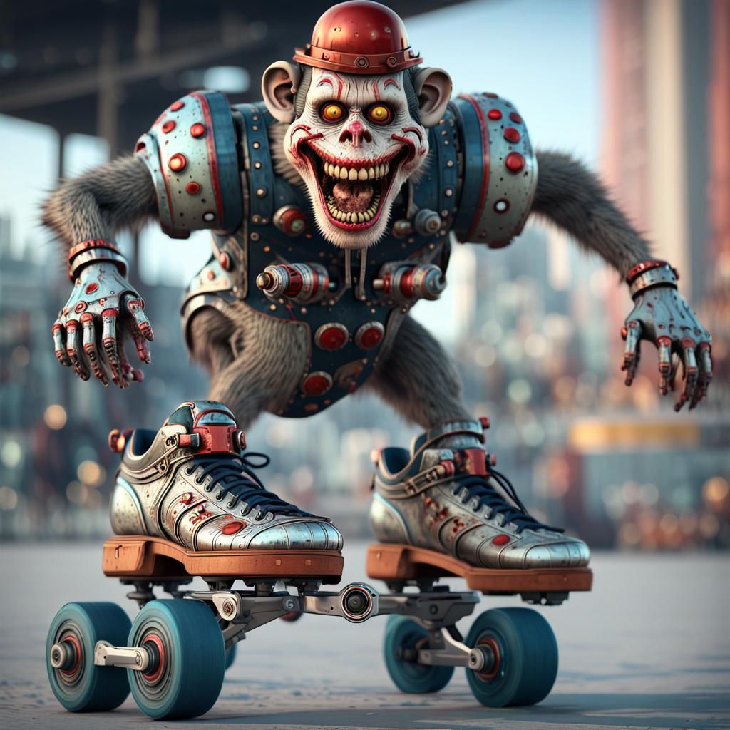 Zombie Monkey Clown on Roller Skates: Sci-Fi Mech