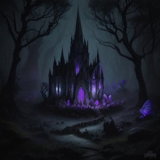 Vampire Gnomes in Dark Forest Cave: Gothic Illustration