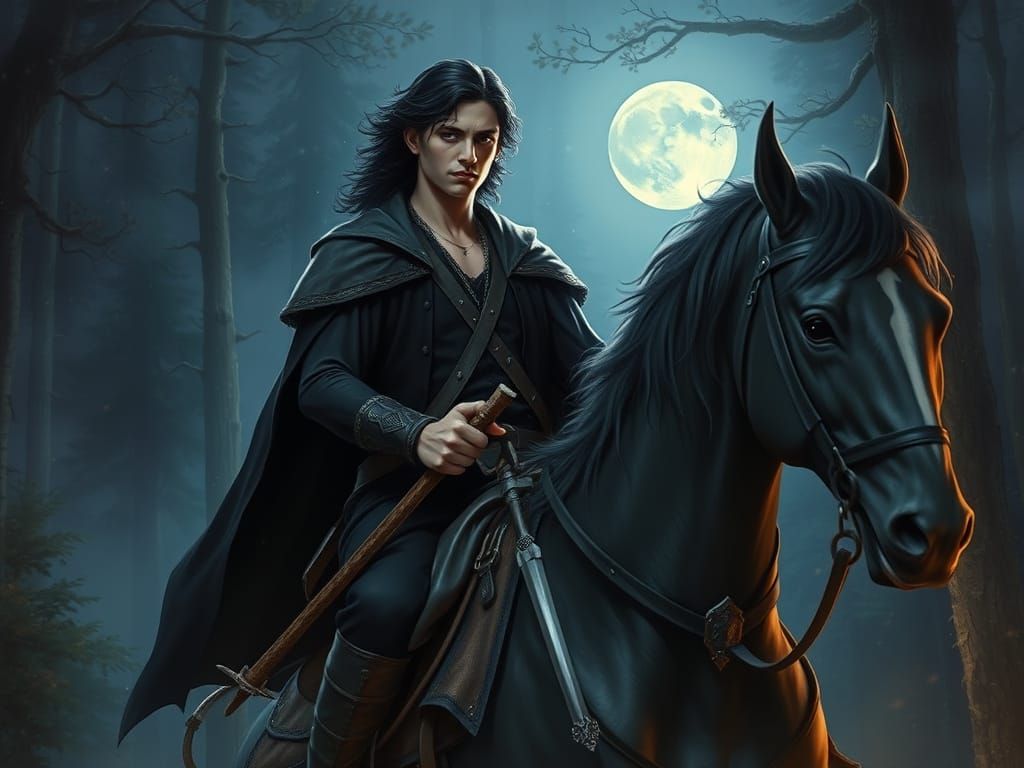 Van Helsing Rides into Ethereal Moonlit Forest
