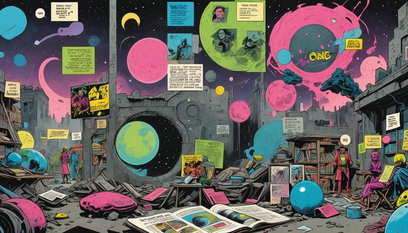 Polish Comics Scene with Neon Retro Style