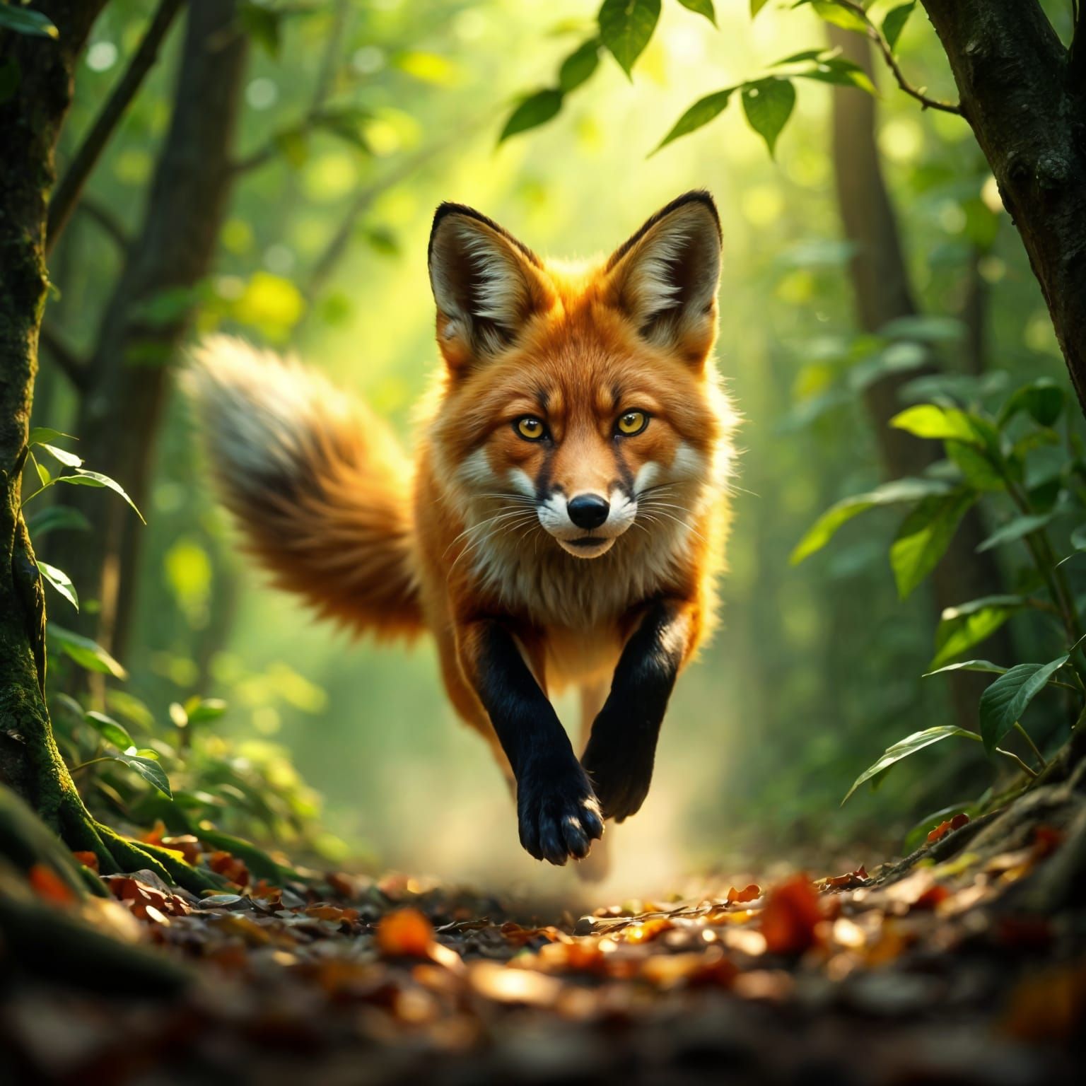 Vibrant Fox in Hyperrealistic Mid Shot