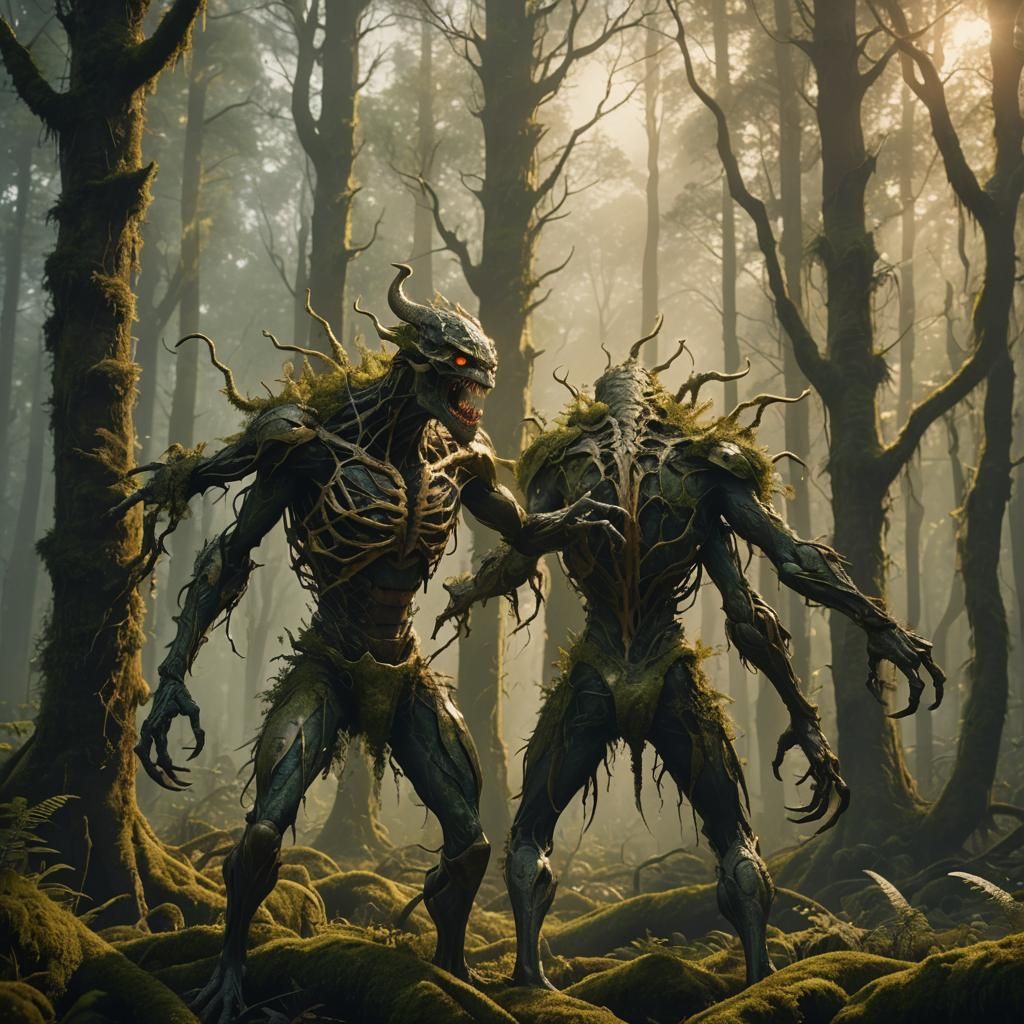 Five-Armed Creature in Forest, Digital Matte Painting