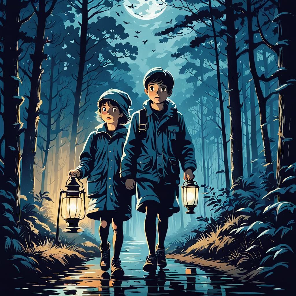 alone in the woods in the evening