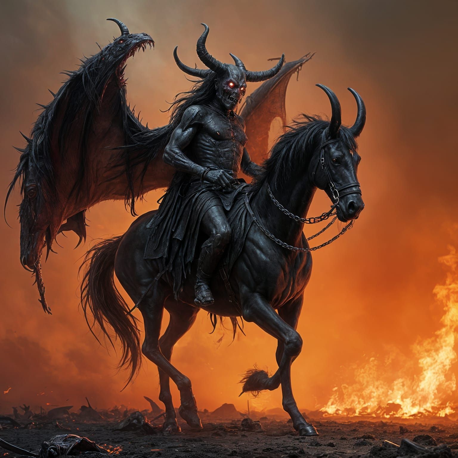 Infernal Beast Rides a Doomed Steed in Dark Hellfire