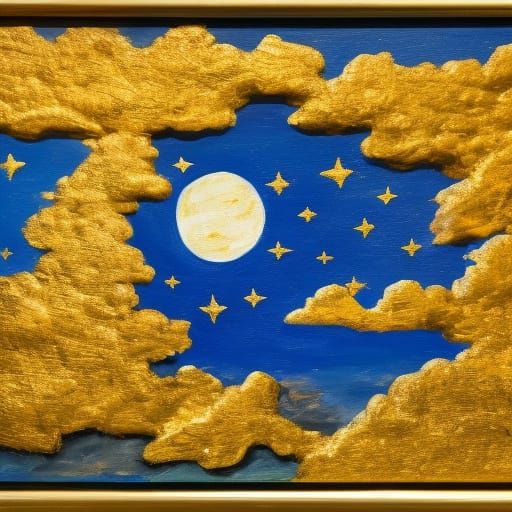 Surreal Moonlit Sky with Melting Clocks