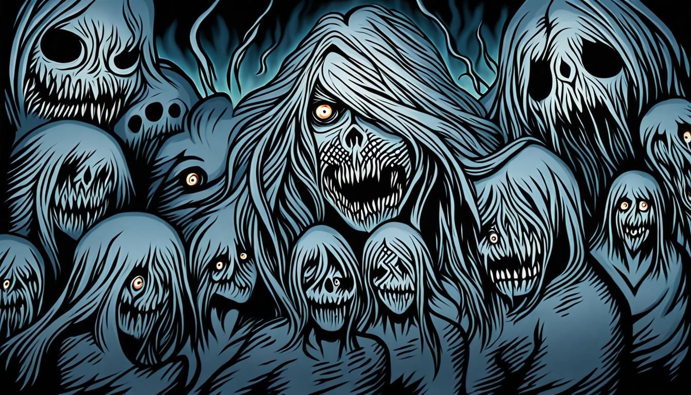 Sinister Creature Emerges from Mist: Charcoal Horror