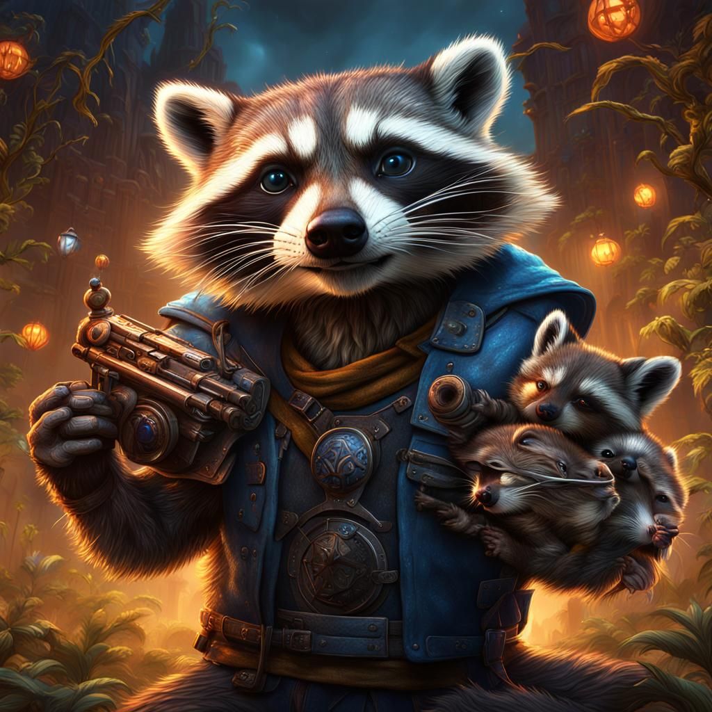 Two-Headed Raccoon: Detailed Matte Painting