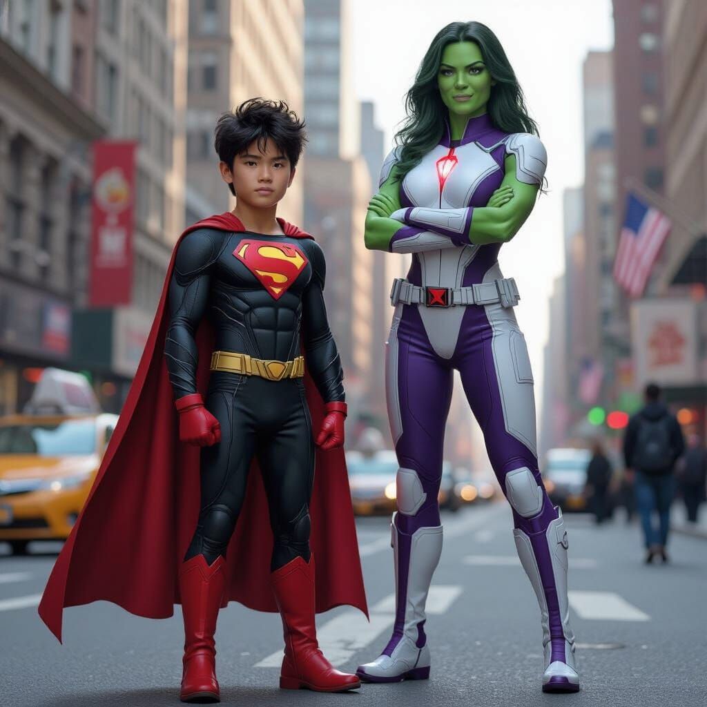 Teen Superhero Portrait with She-Hulk in NYC