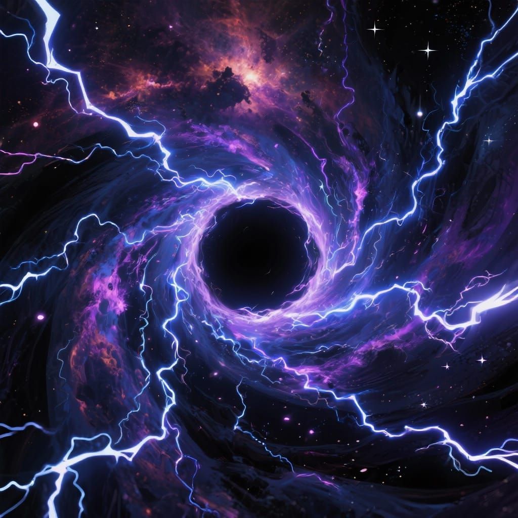 Electro Black Hole Vortex in Cosmic Digital Art Style