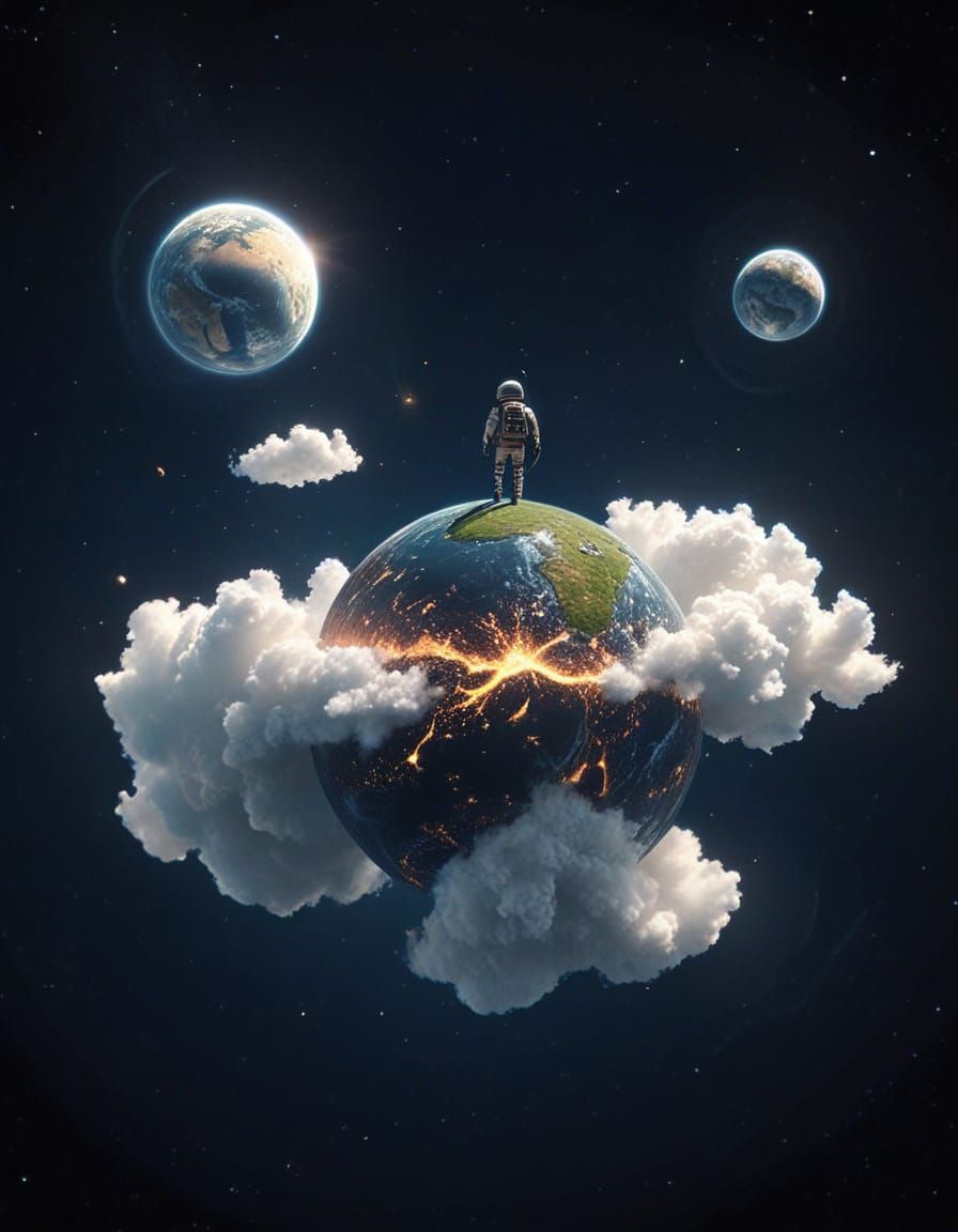 Lighthouse Planet Drifting in Space: Animated Style