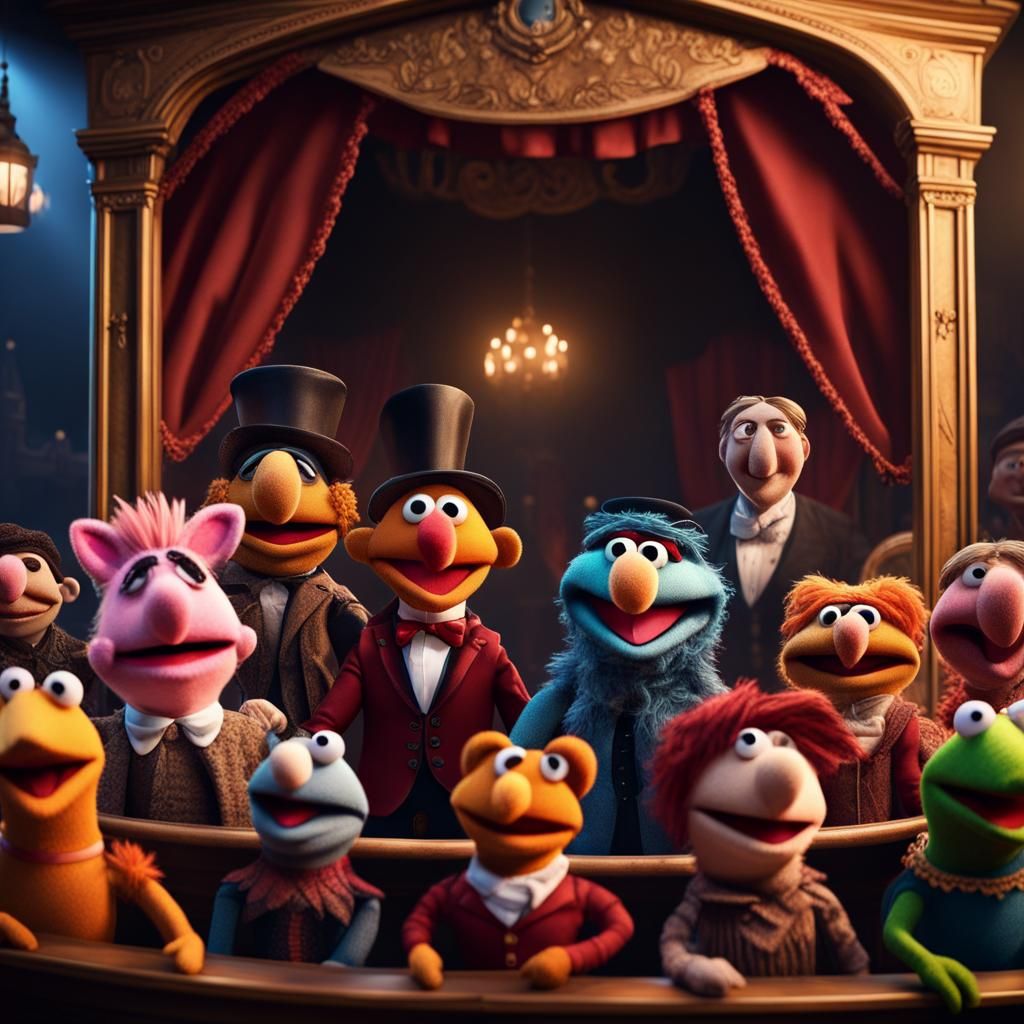 A puppet theater show with characters spreading happiness in the audience." - Similar in spirit to the Muppets, with a m...
