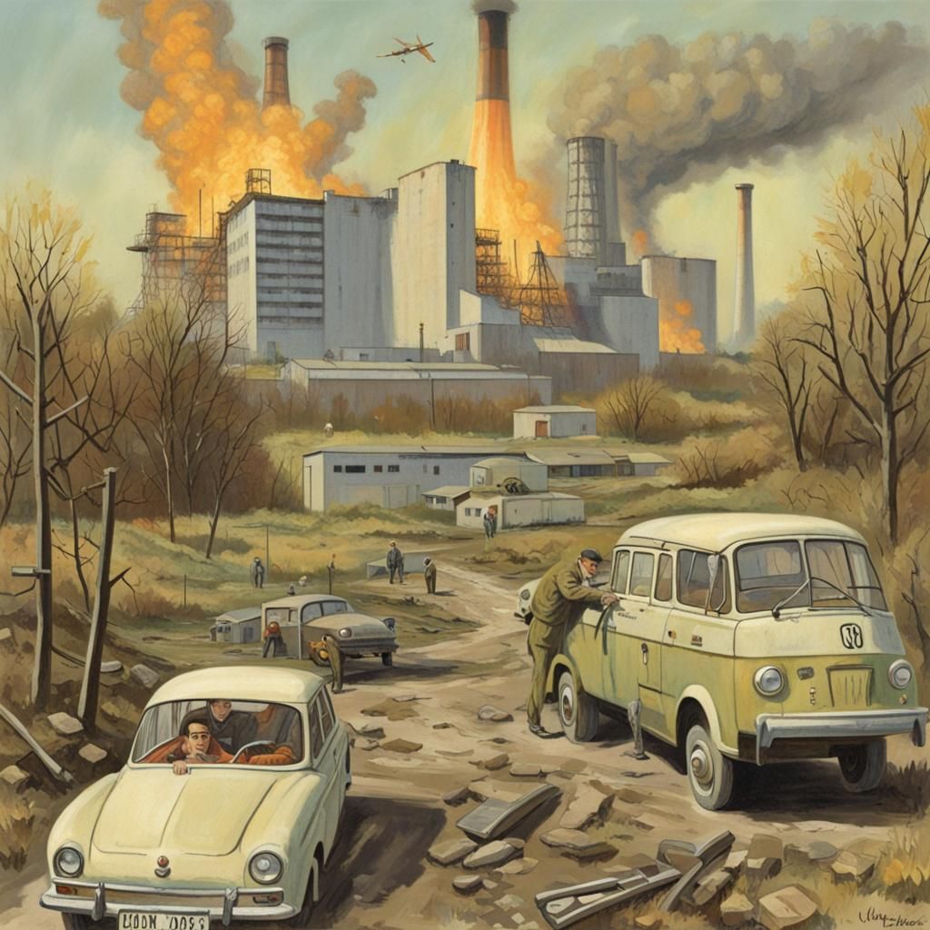 Chernobyl Disaster as Vintage Ladybird Book Illustration