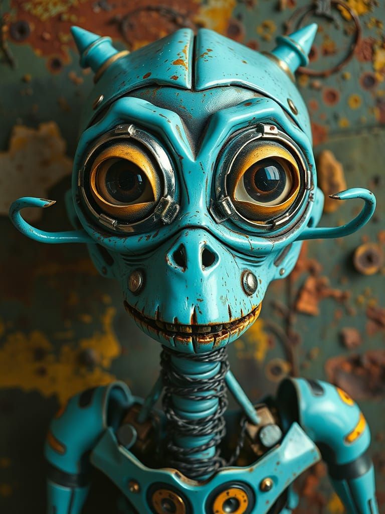 Whimsical Alien Portrait in Hyperrealistic Style