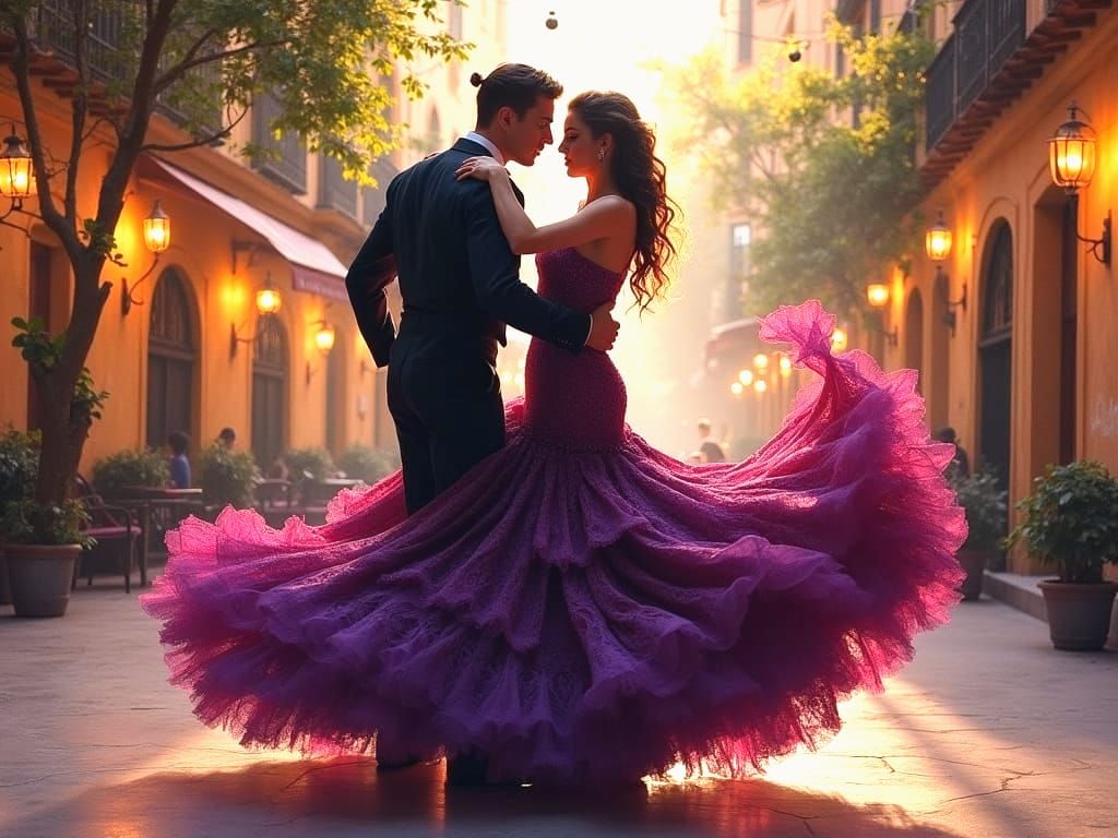 Passionate Flamenco Dancers in Historic Seville Courtyard