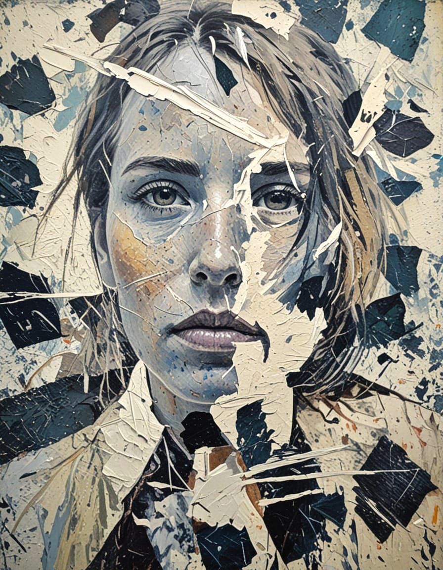 Abstract Portrait in Expressionist Oil Painting Style