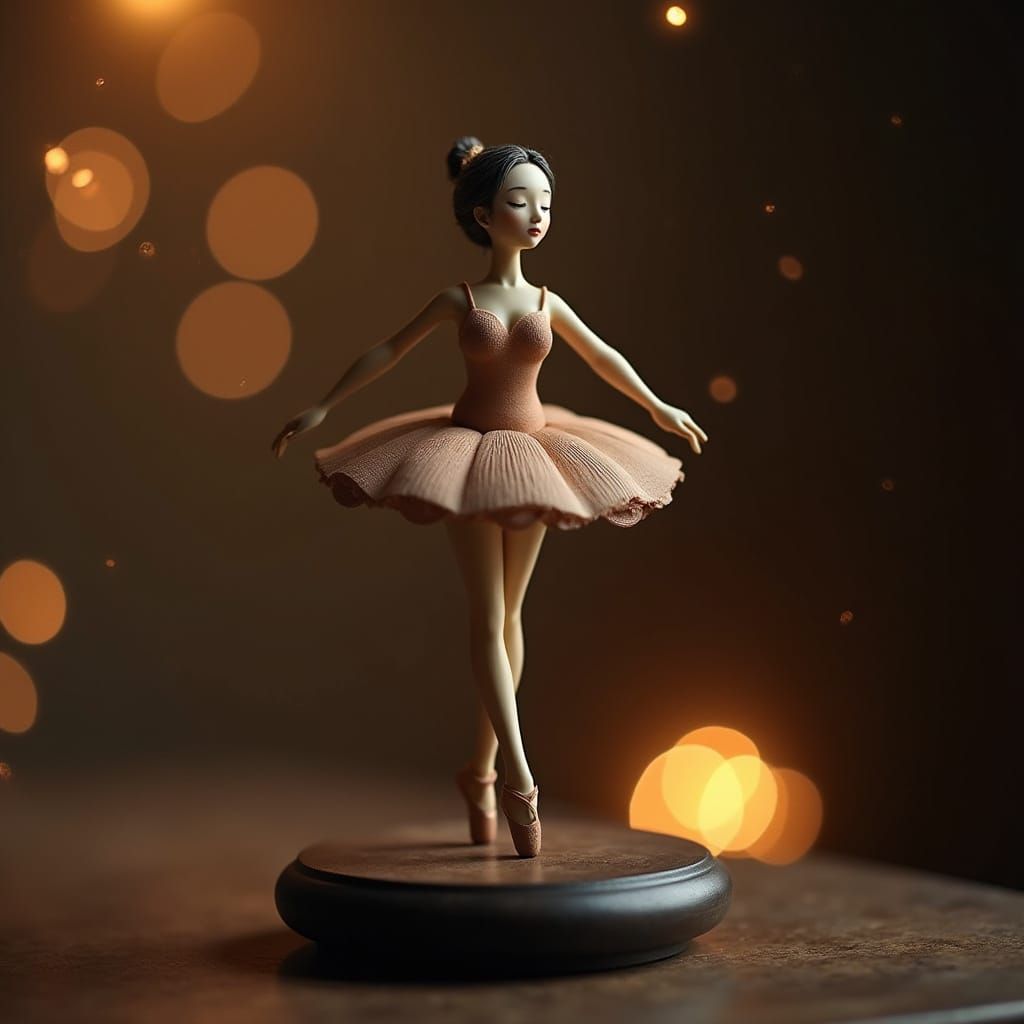 Delicate Clay Ballerina Figurine in Rembrandt Style