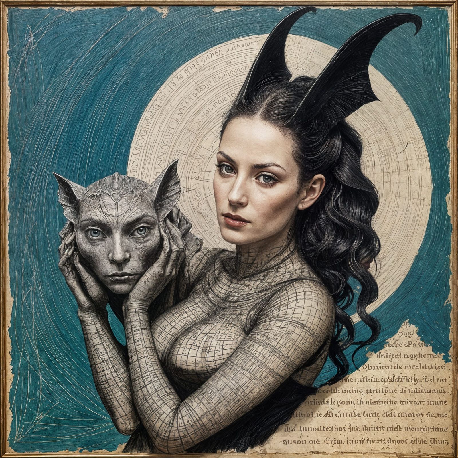 Ethereal Gargoyle Woman in a Flux Contemporary Art Landscape