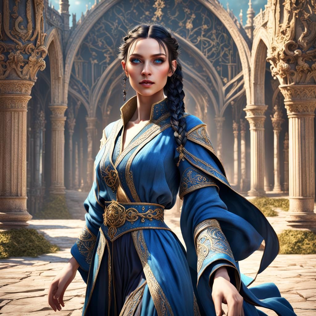 Gorgeous French Teen Sorceress in Detailed Fantasy Art