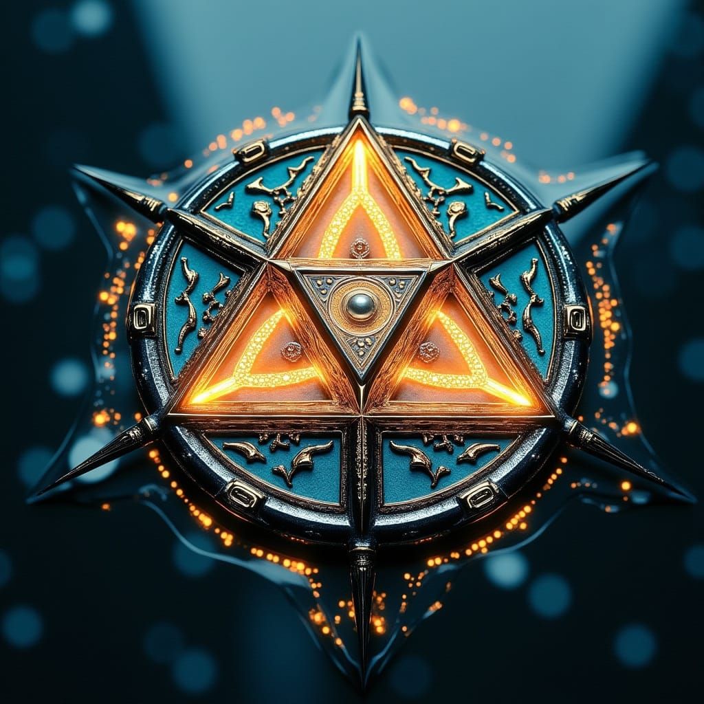 Glowing Triforce Emblem in a Maximalist Style