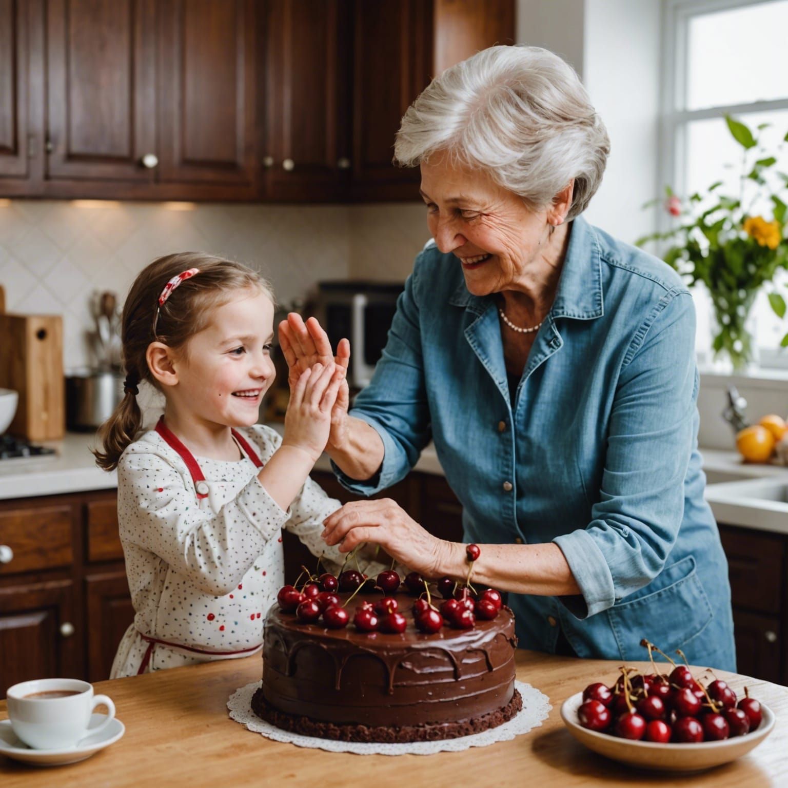 The cake was wonderful! Grandmother and her granddaughter gi...