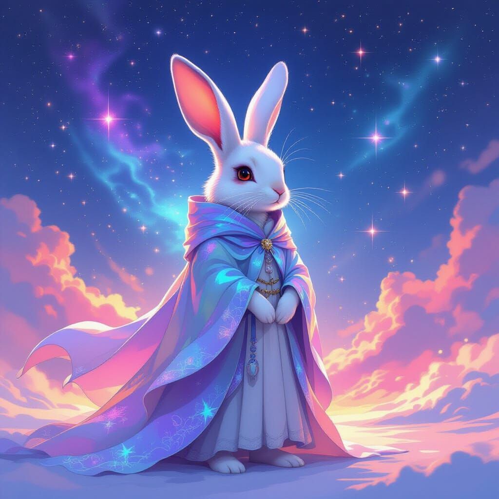 Mystical Star Rabbit in Dreamy Ethereal Style