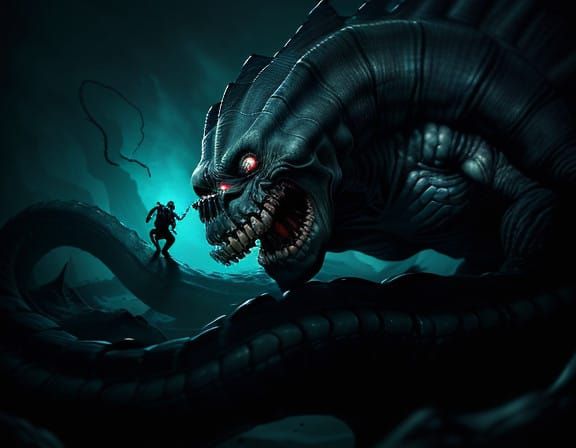 Macabre Creature Portrait in Dark, Moody Style