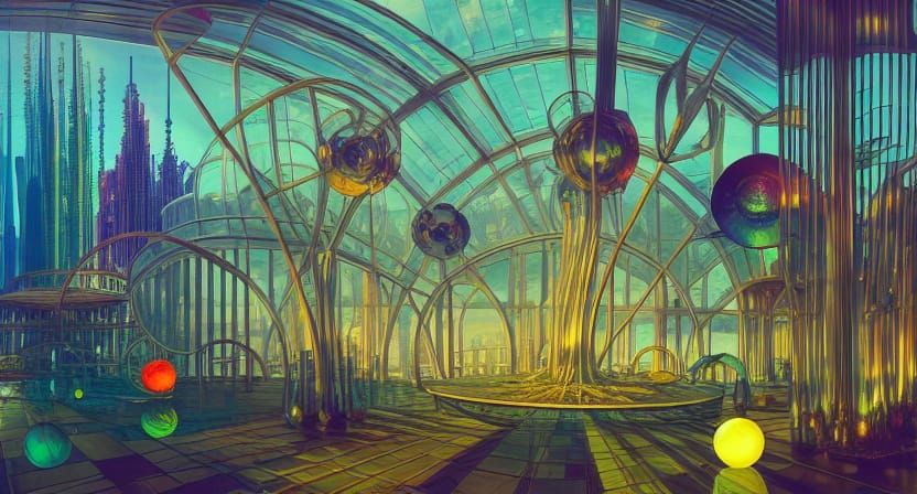 Retrofuturistic Solarpunk City with Glass Towers