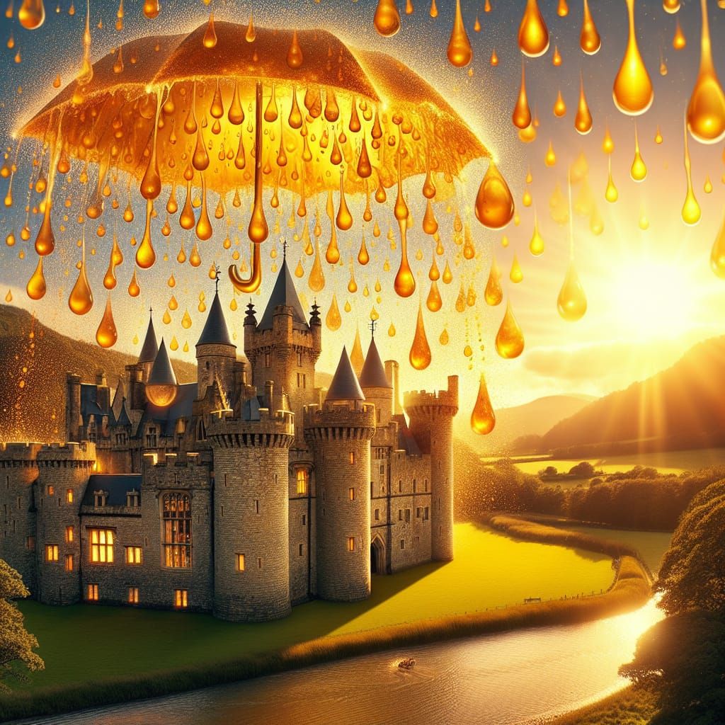 Castle Bathed in Liquid Joy: A Whimsical Spectacle