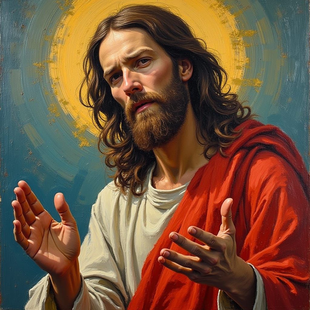 Jesus Christ Oil Painting in Expressive Impasto Style