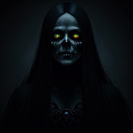 Sinister Lovecraftian Woman with Knife in Gothic Horror Styl...