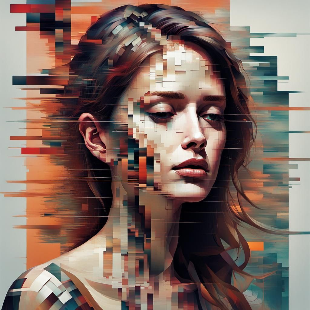 Glitched Woman: A Study in Digital Distortion