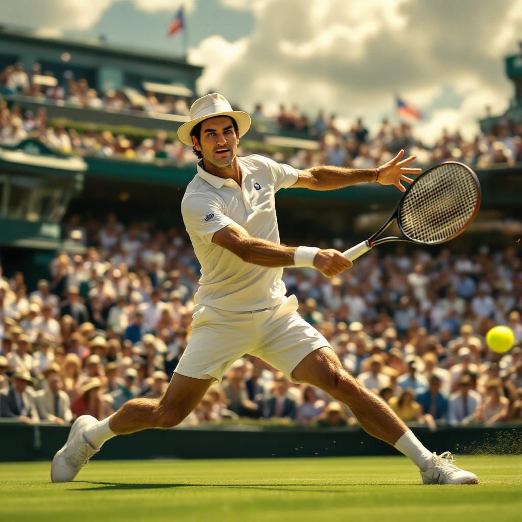 Tennis Legend Wears Fedora on Centre Court