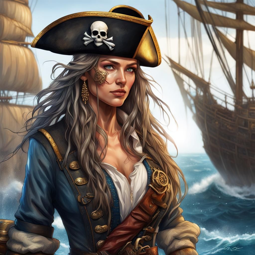Detailed Portrait of a Female Pirate Captain