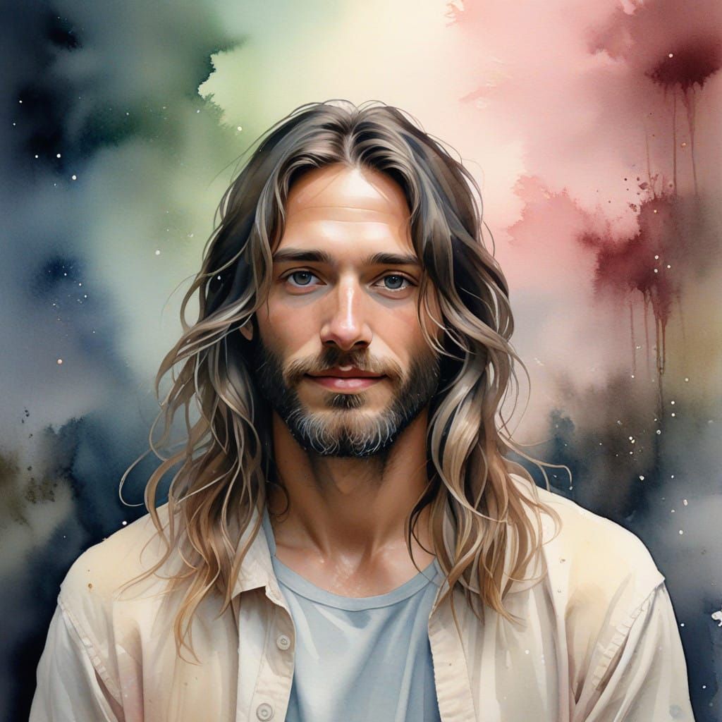Dreamy Jesus in Watercolor Aesthetic