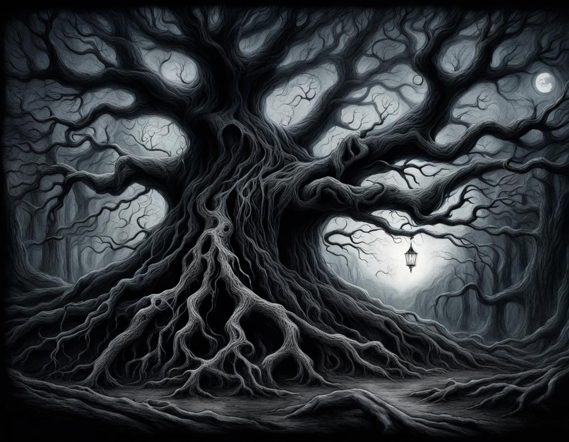 Haunted Mystical Tree in a Dark Fantasy Dreamscape