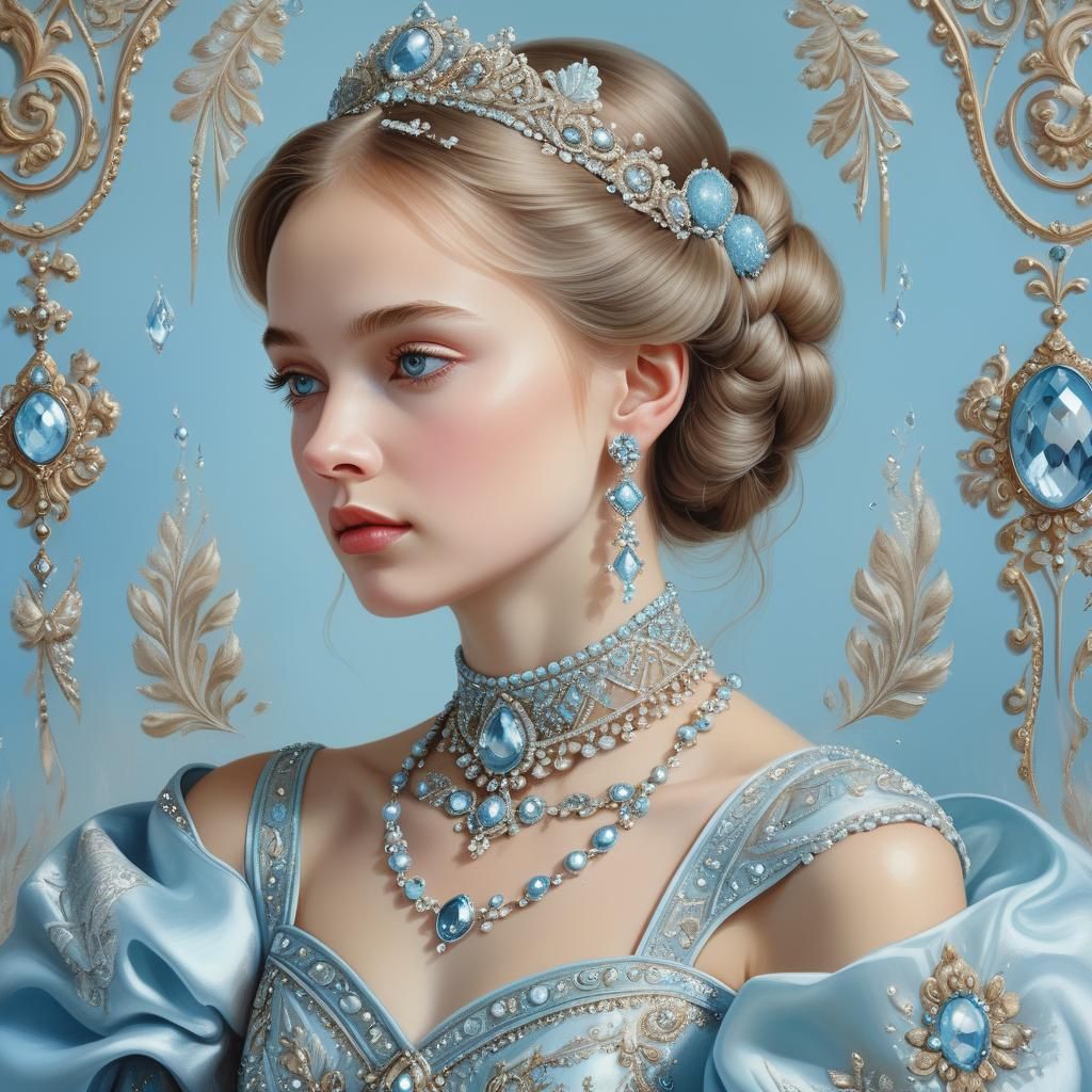 Russian Princess Portrait in Surrealist Style