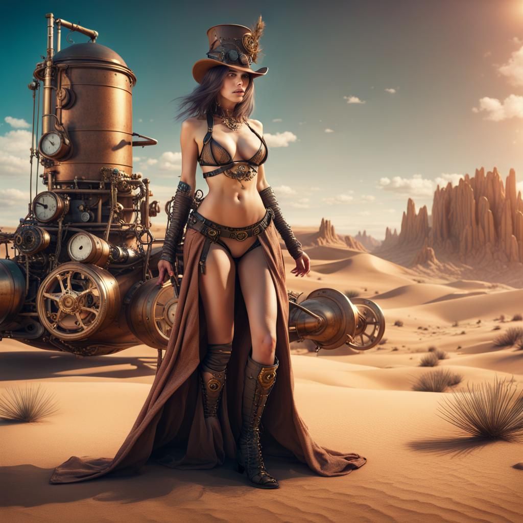 Steampunk Bikini Fantasy in the Desert