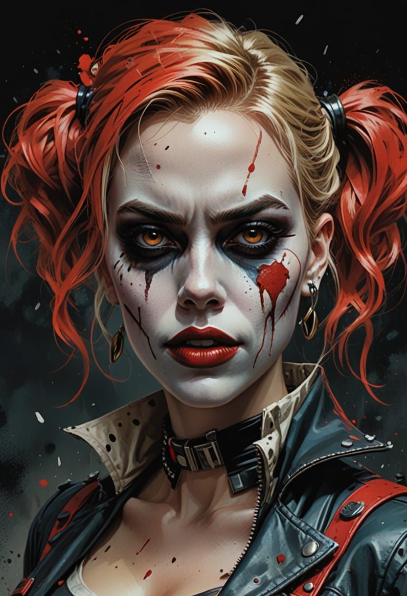 Scarlett Johansson as Undead Harley Quinn: Crayon Caricature