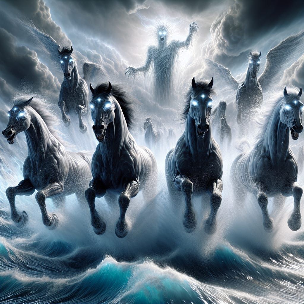 Four Apocalyptic Horses Unleash Destruction on the Oceans