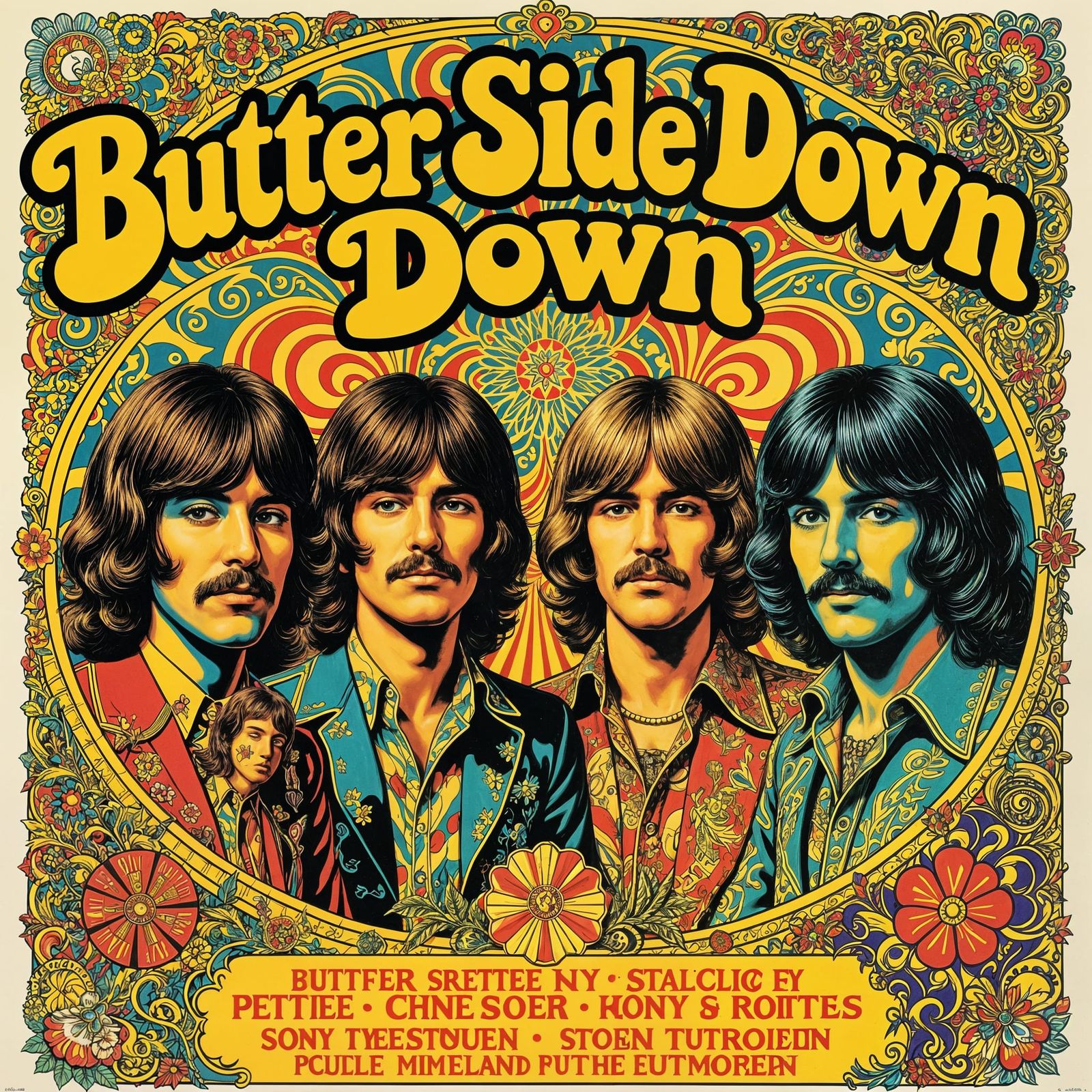 Psychedelic Rock Concert Poster in Retro 1970s Style