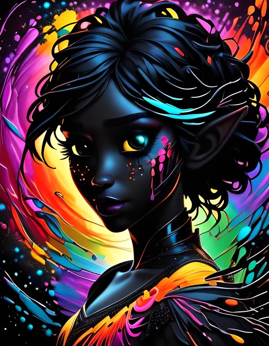 Colorful Silhouette Portrait with Rainbow Paint Splashes