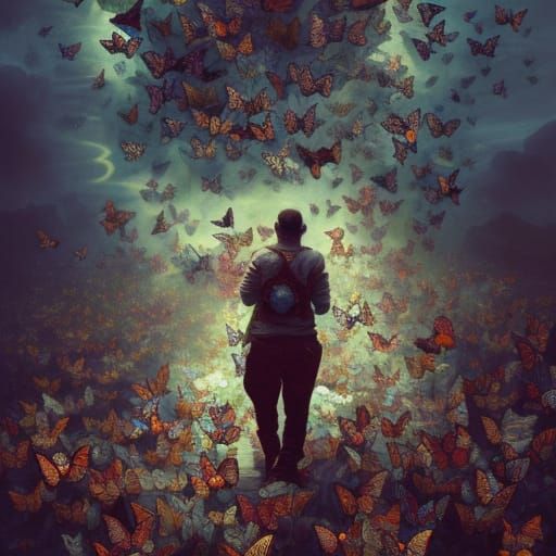 Surreal Butterfly Horde Horror Concept Art